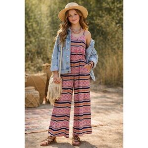 ABERCROMBIE KIDS Pink Boho Print Jumpsuit